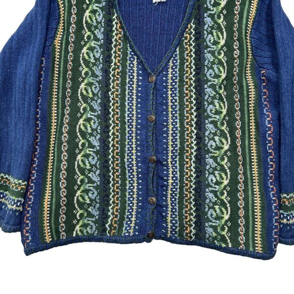 Jantzen Sweater Women's Size Vintage XL Blue Button Front Cardigan Sweater - Picture 4 of 11